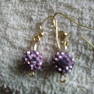 SHINY PURPLE AND SILVER 1 INCH EARRINGS